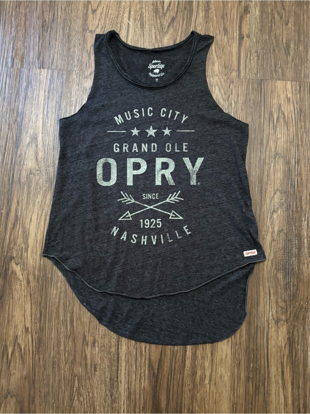 Sportiqe Grand Ole Opry Nashville Charcoal Hi-Low Tank Top Size M